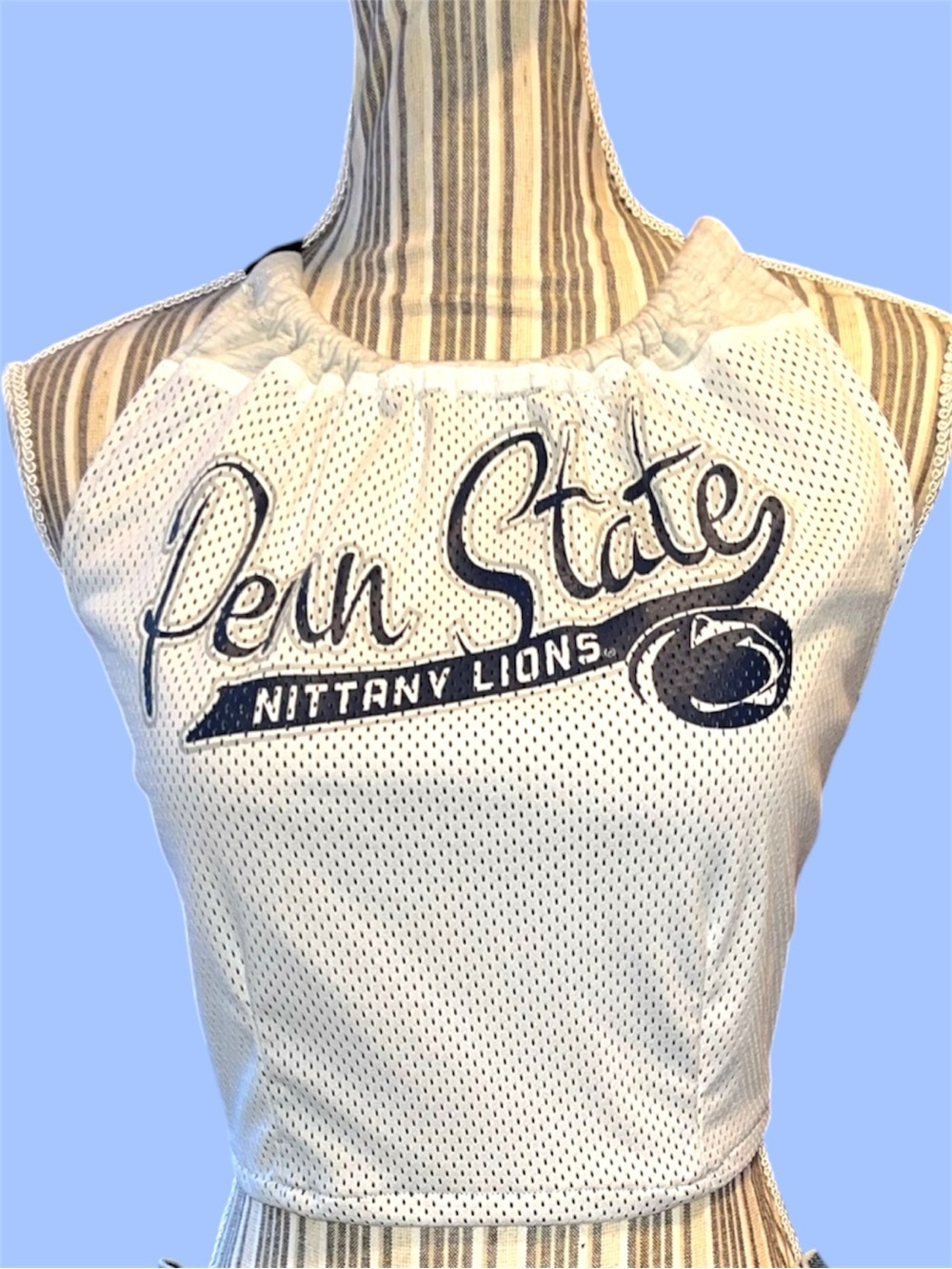 Handmade Penn State White Mesh Halter Tank Top - Nittany Lions